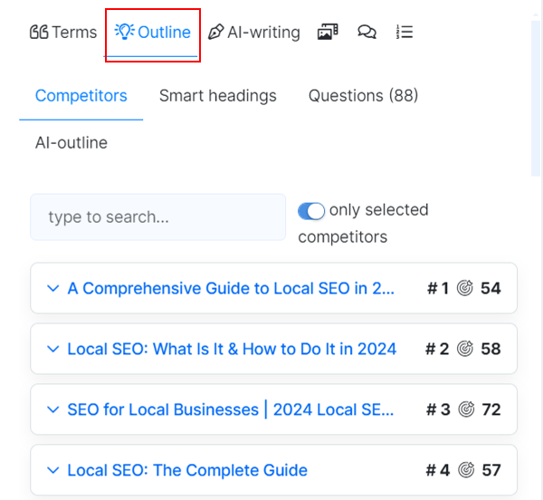 prepare outline in NeuronWriter
