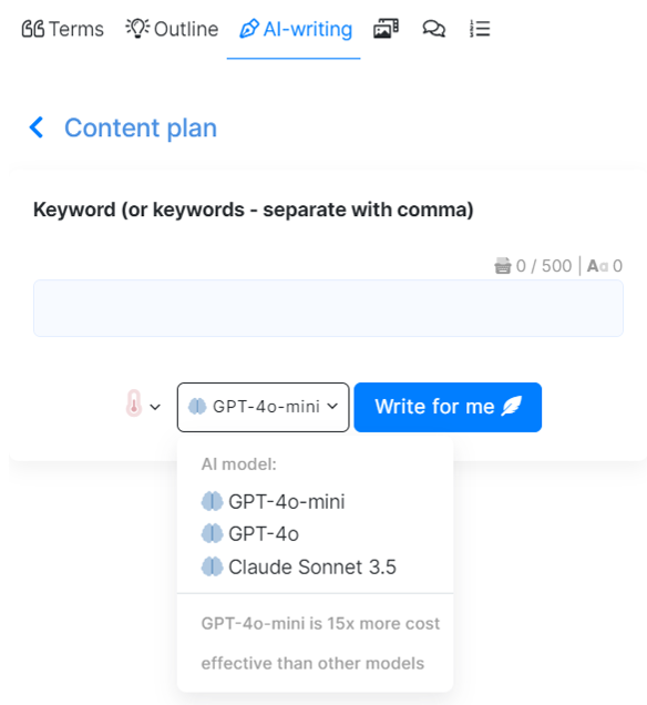 ai writing in NeuronWriter